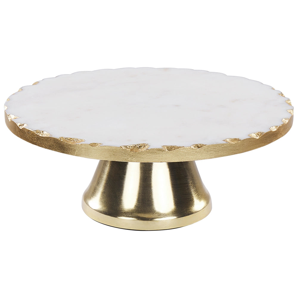 Alzata per torta elegante e decorativa in acciaio inox in marmo scolpito bianco e oro vassoio porta dolci