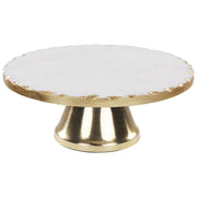 Alzata per torta elegante e decorativa in acciaio inox in marmo scolpito bianco e oro vassoio porta dolci