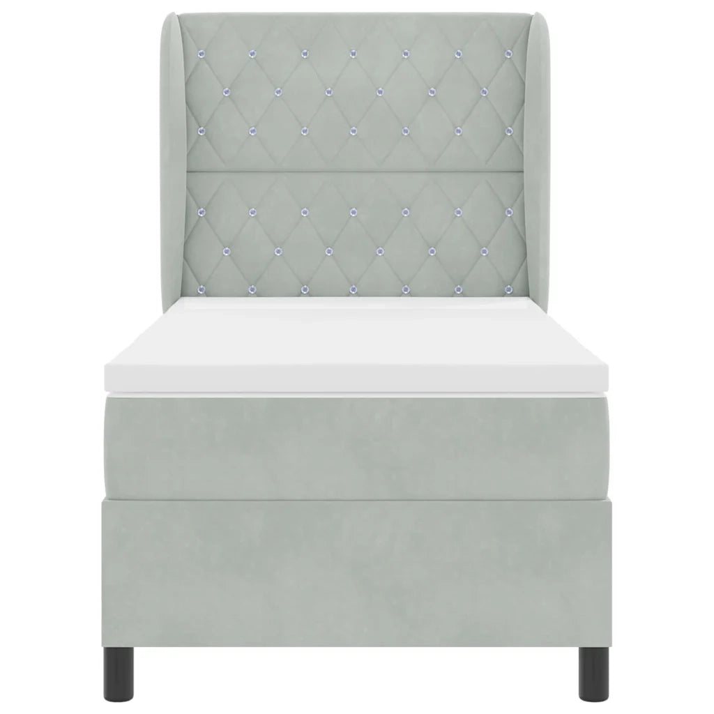 Letto a molle con testiera Grigio chiaro 200 x 90 cm Poliestere 3340856