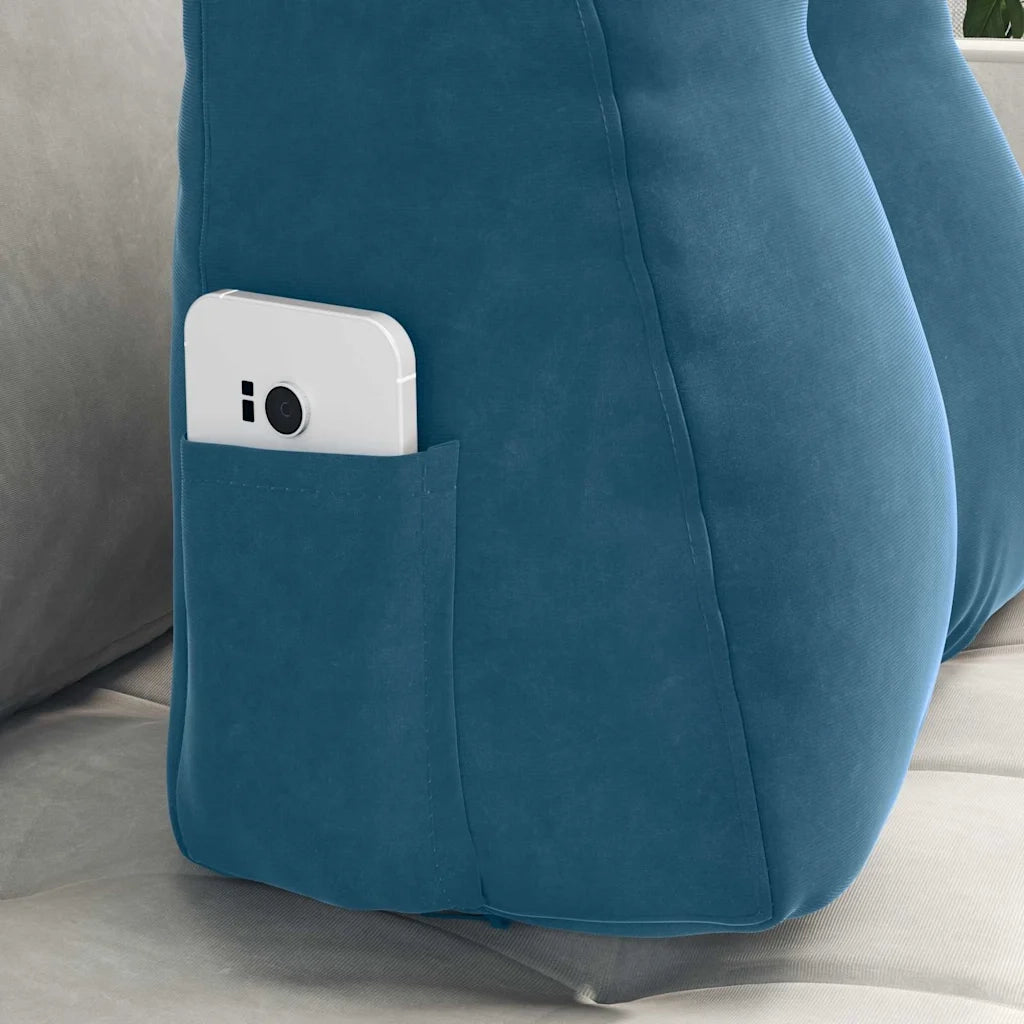Cuscino per Schiena Blu 45 x 24 x 50 cm Velluto 42014370