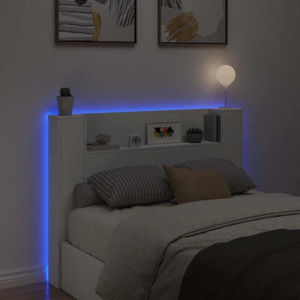 Testiera | Testata con Mobile e LED Bianco 140 x 16,5 x 103,5 cm
