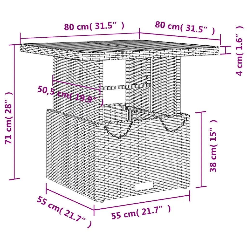 Set da Pranzo da Giardino 5 pz Nero con Cuscini in Polyrattan 3277386