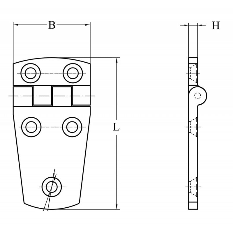 CERNIERA INOX  MM.57x38 INOX HINGE MM.76X39