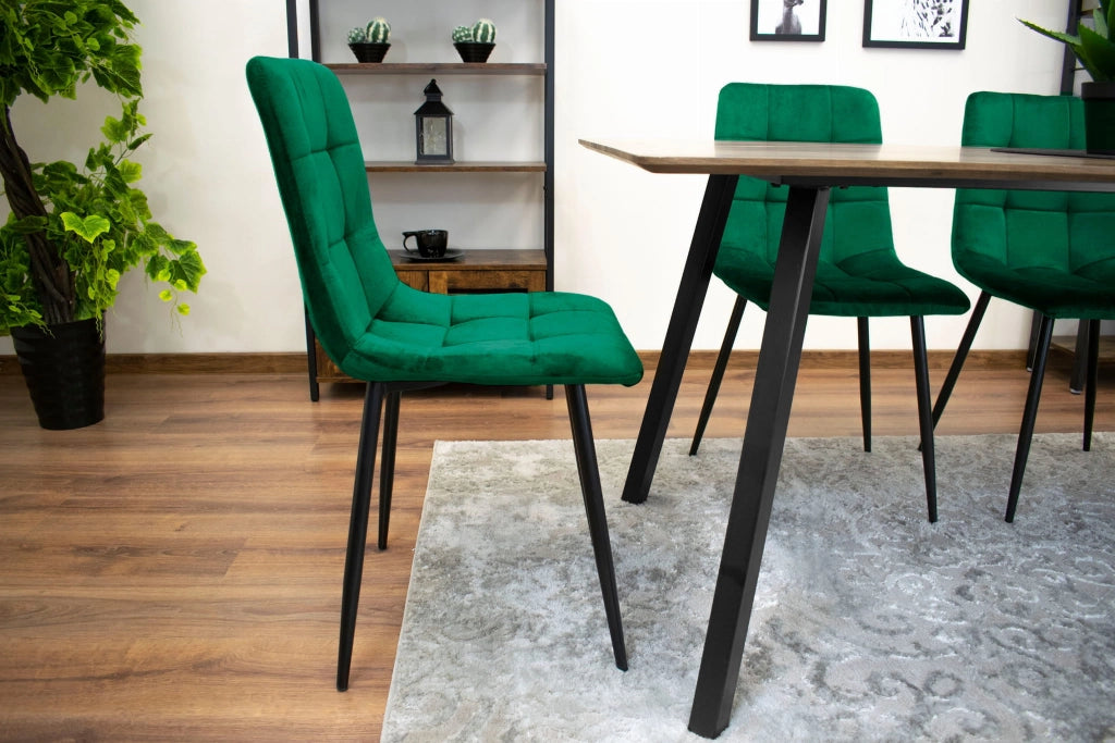 Sedia Valora PYRA in velluto verde scuro, design moderno x4