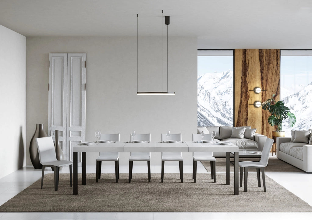 Tavolo allungabile 90x180/440 cm EveryX Premium bianco frassino telaio Antracite