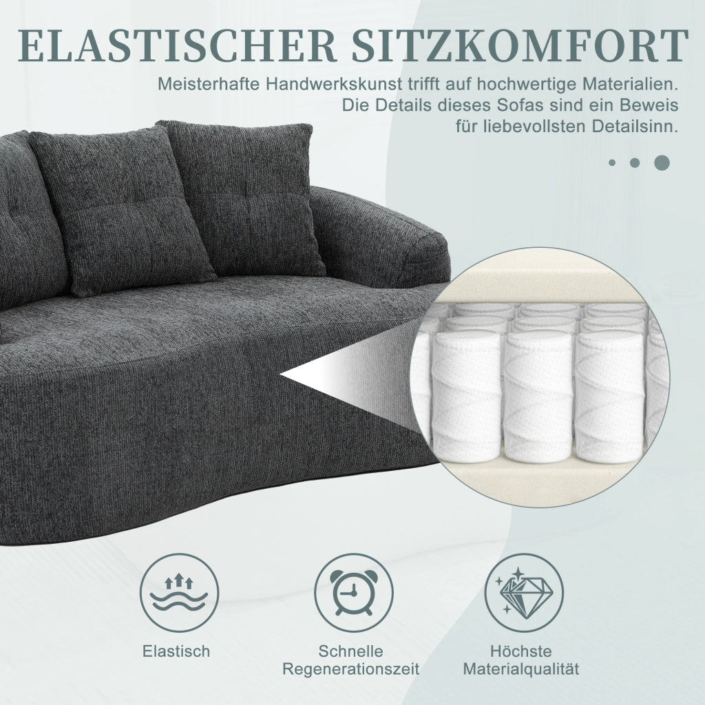 DIVANO 2 POSTI 164x92x60 cm Chenille Grigio