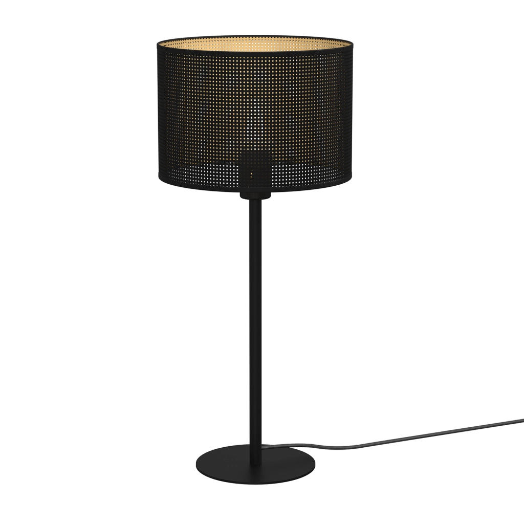 Lampada tavolo loft nera rete Ø25 interno oro E27 Luminex