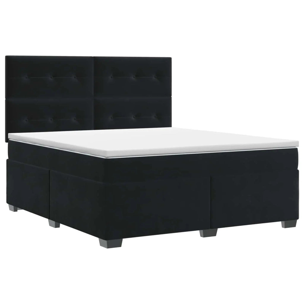 Letto box spring con materasso Nero 160 x 200 cm Velluto 3453676
