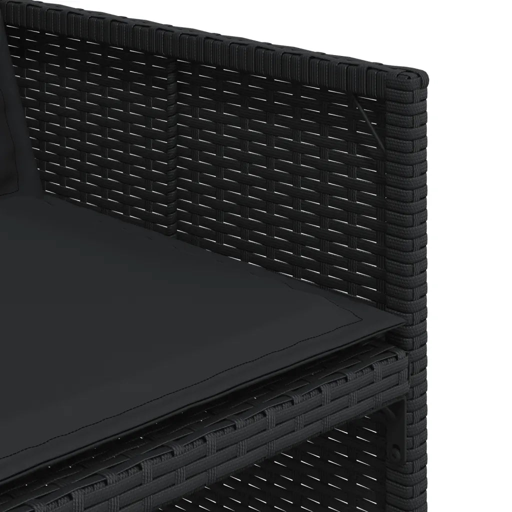 Set da Pranzo da Giardino 9 pz con Cuscini Nero in Polyrattan 3277722