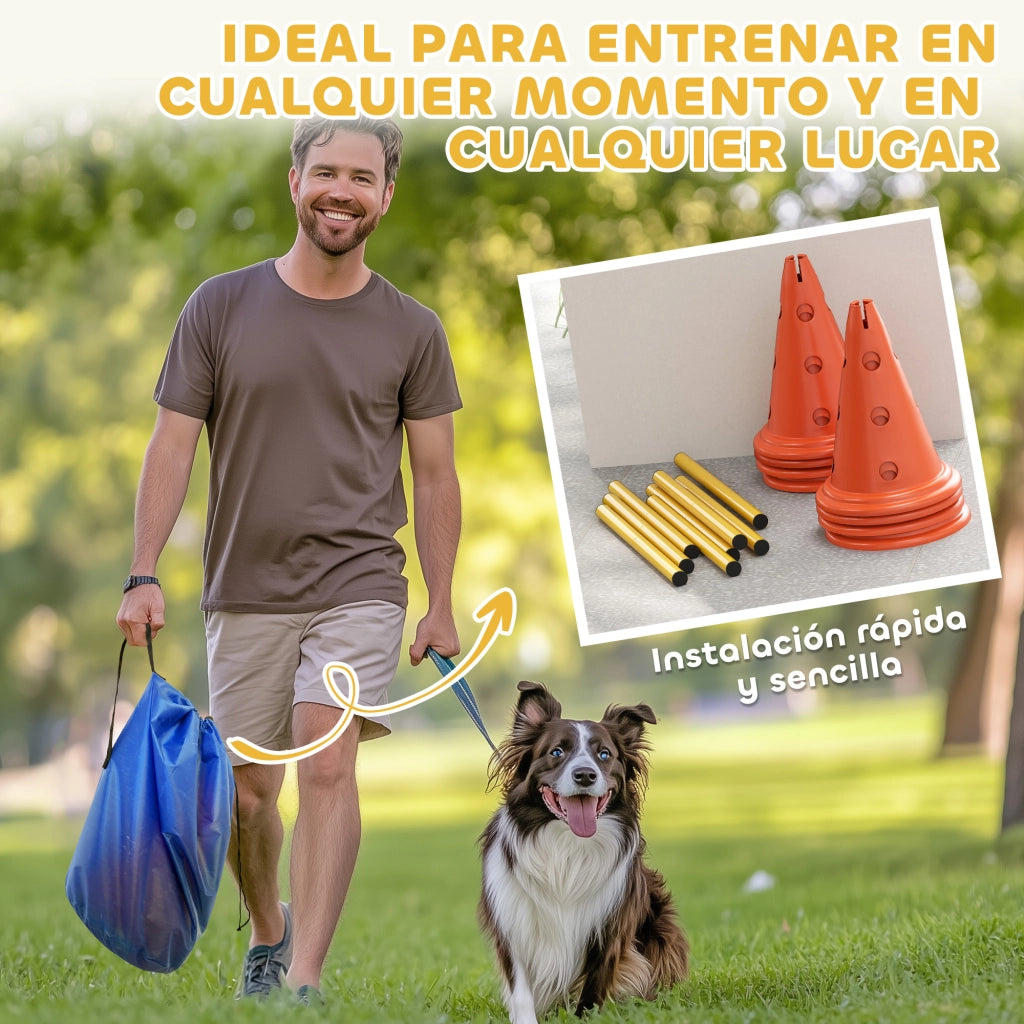 Set Agility per Cani ¨C Xylo ¨C 8 Ostacoli 8 Coni 8 Pali con Borsa