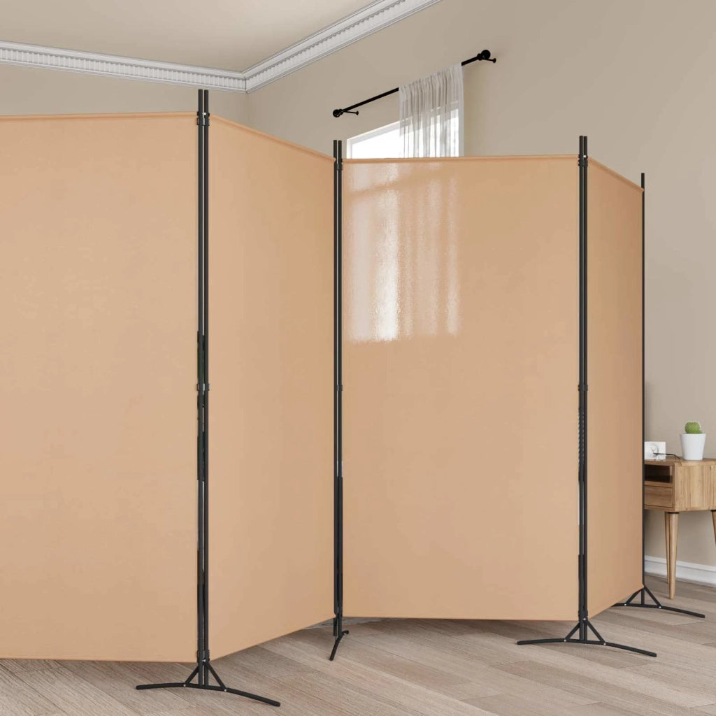 Divisorio Ambienti | Divider per stanze | Paravento a 5 Pannelli Beige 433 x 180 cm Tessuto