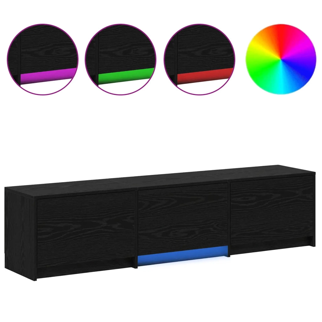 Mobile TV con LED con strisce LED Rovere Nero 165 x 34 x 40 cm 3418721