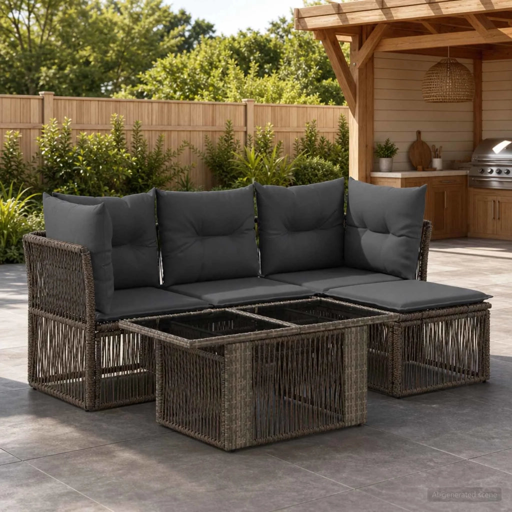 Set Divano da Giardino 5 pz Grigio polyrattan 3436457