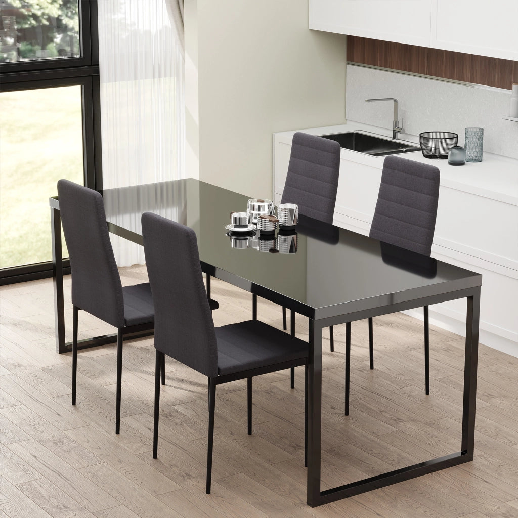 Set 4 Sedie Imbottite da Pranzo ¨C Xylo ¨C Tessuto Grigio Metallo Moderne per Sala Cucina Soggiorno