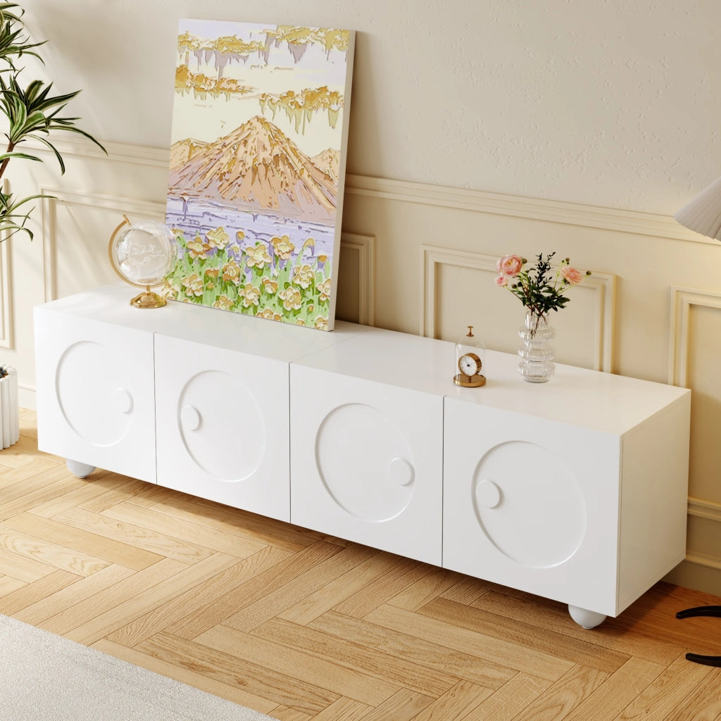 Cassettiera per TV bianca in MDF e truciolare; lunghezza 180;5 cm
