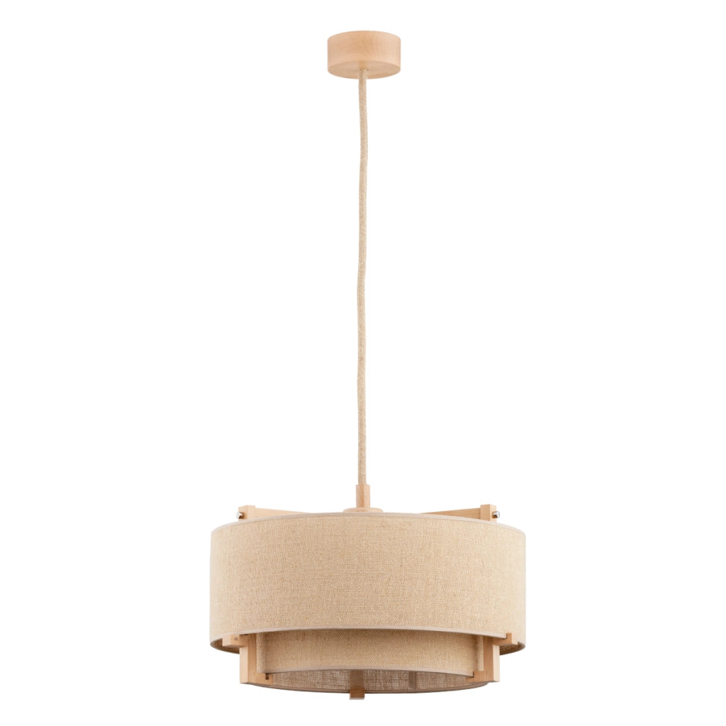 Lampada a sospensione boho legno beige E27 Alfa Lola