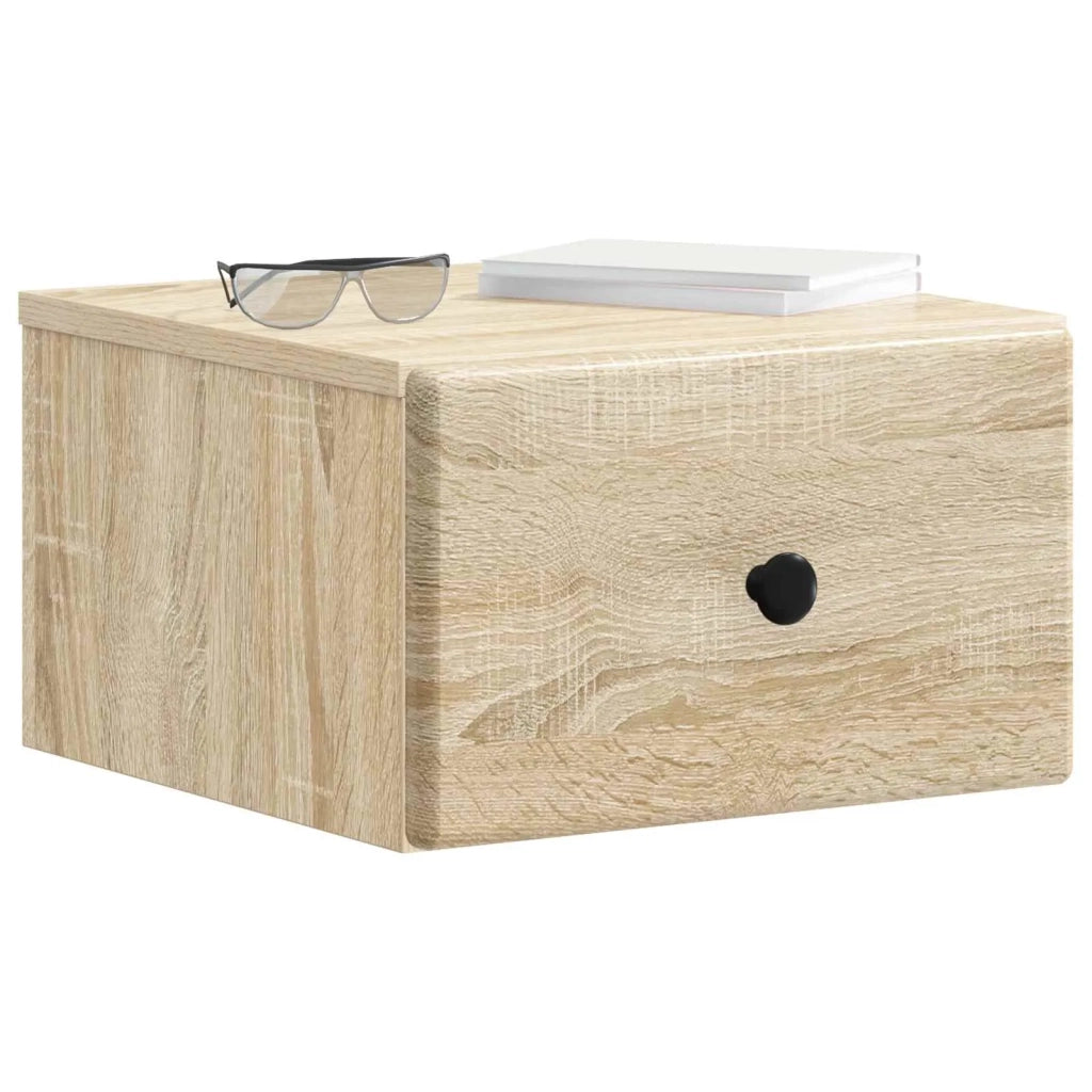 Set di 2 Comodini | Armadio da Notte | Mobiletto da notte a muro Rovere Sonoma 34,5 x 33 x 20 cm