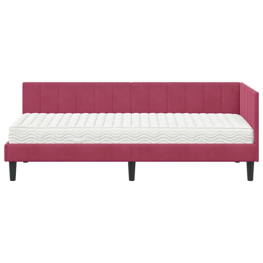 Struttura Letto Angolare con Materasso 2 pcs Verde Velluto 3393882