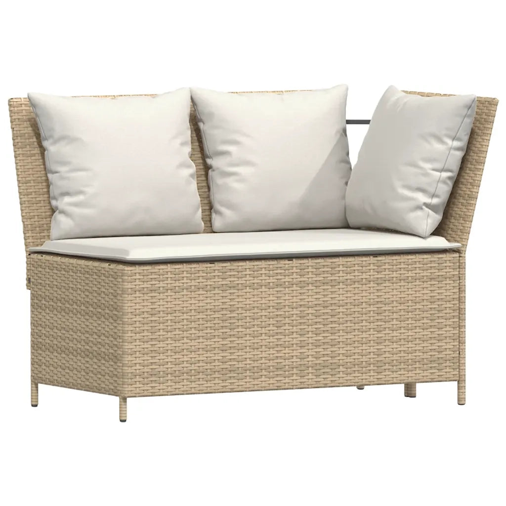 Set Divano da Giardino 4 pz con Cuscini a L Beige in Polyrattan 3365327