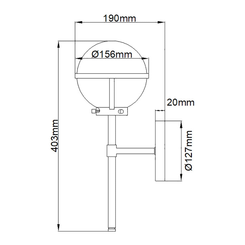 Applique bagno Hollis sfera bianca nera E14/IP44 Hinkley