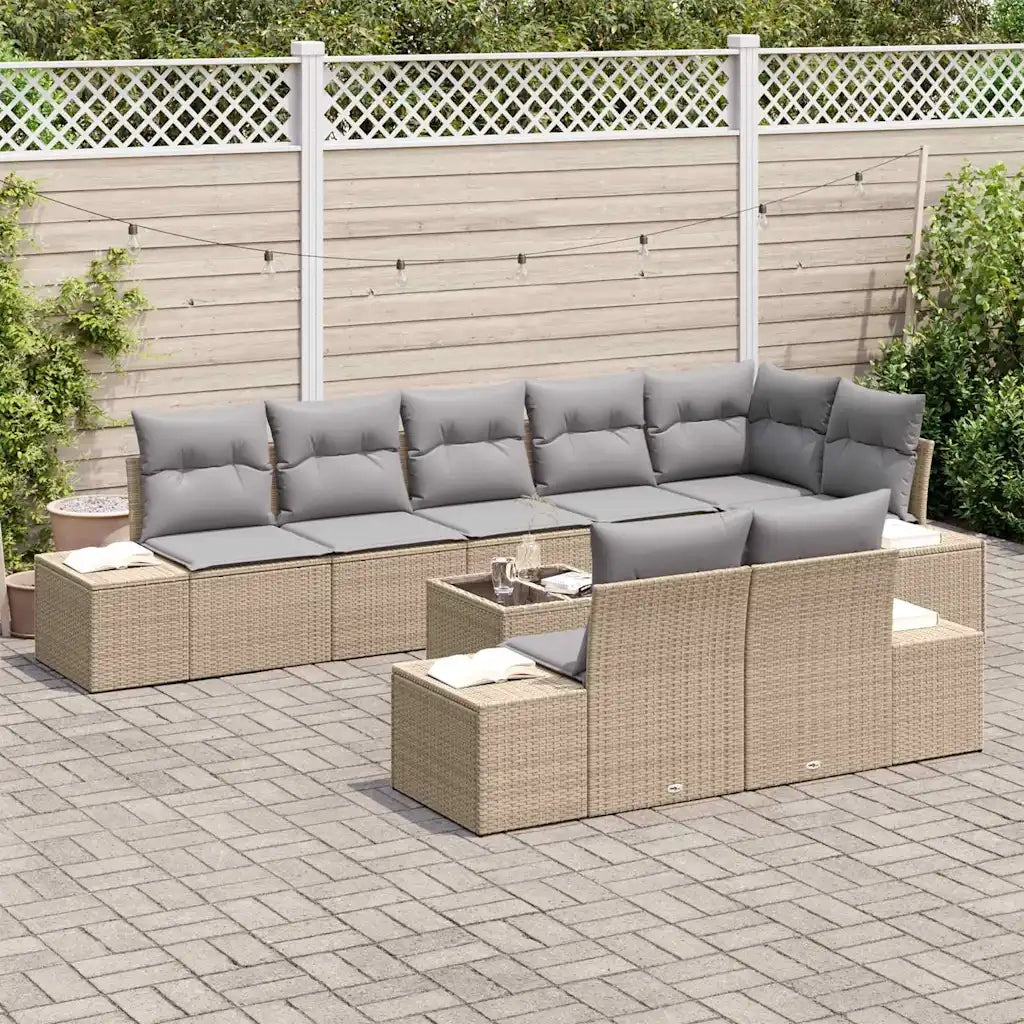 Set Divano da Giardino Beige e Grigio Chiaro Poly Rattan 3355789