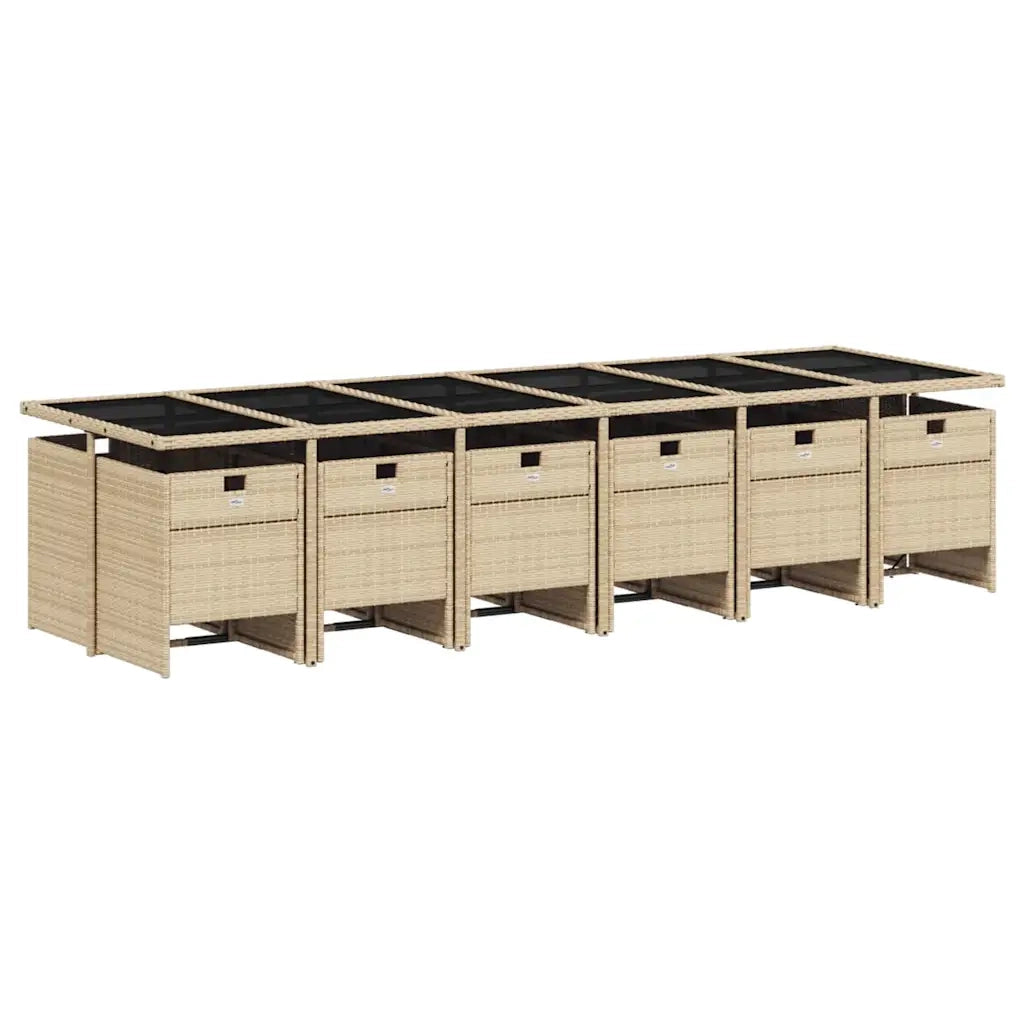 Set Pranzo da Giardino 13 pz con Cuscini Beige Misto Polyrattan 3210588