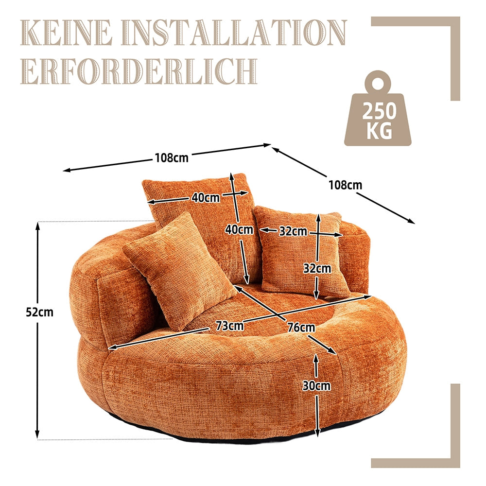 Chaise longue - Xylo - gaming chenille arancione con 3 cuscini