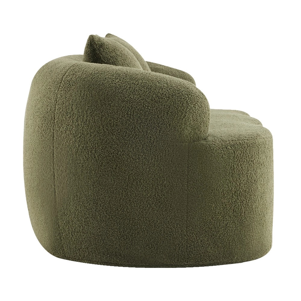 Divano 2 Posti Curvo con Cuscini ¨C Xylo ¨C Verde, Beige, Senza Montaggio