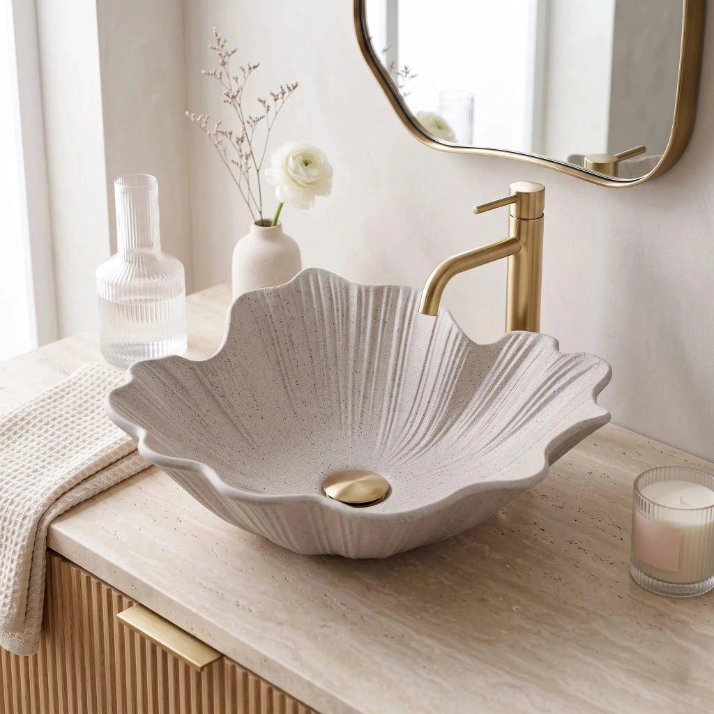 Lavabo Da Appoggio Rea Flower Beige