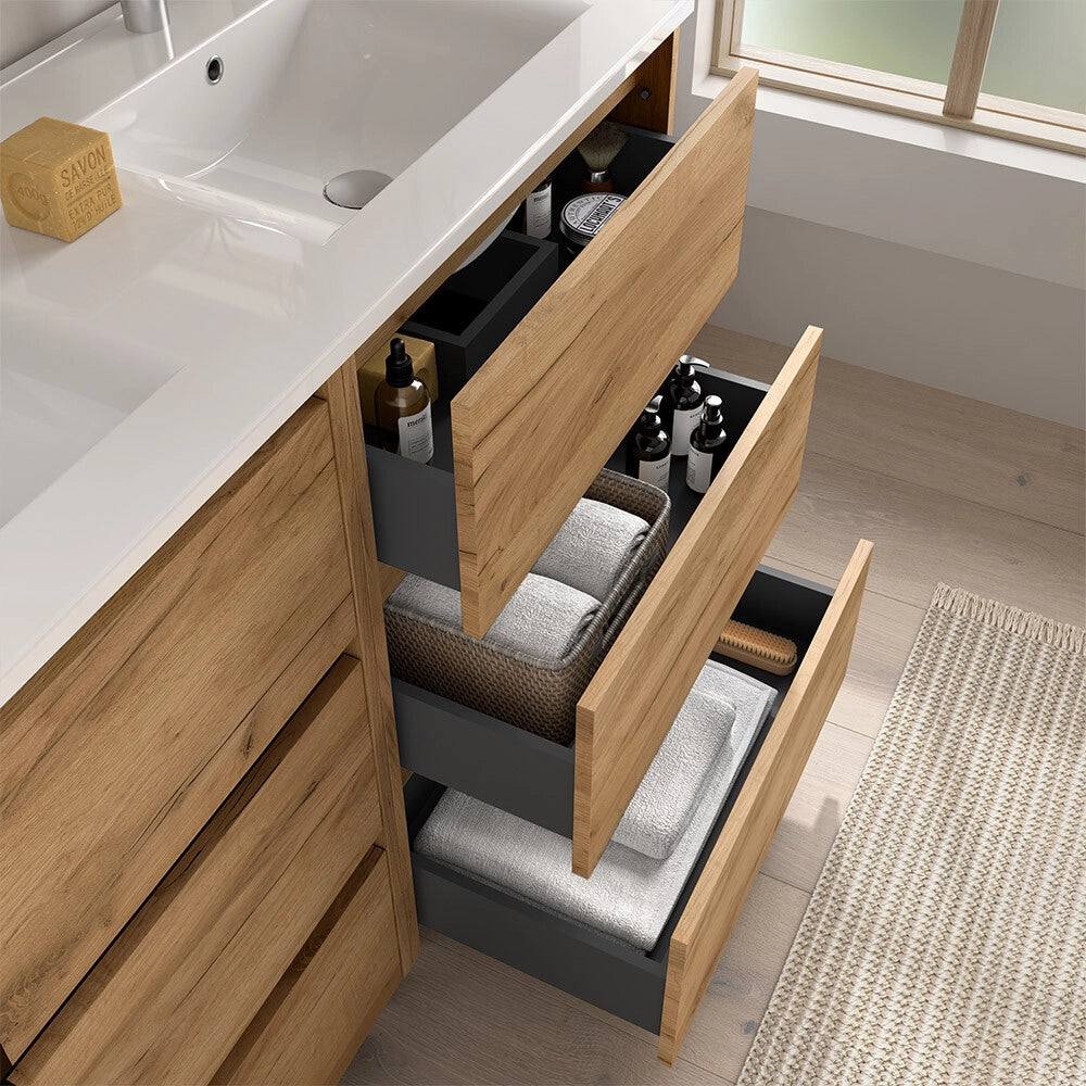 Mobile bagno 60 cm rovere africa con lavabo ad incasso Gaya
