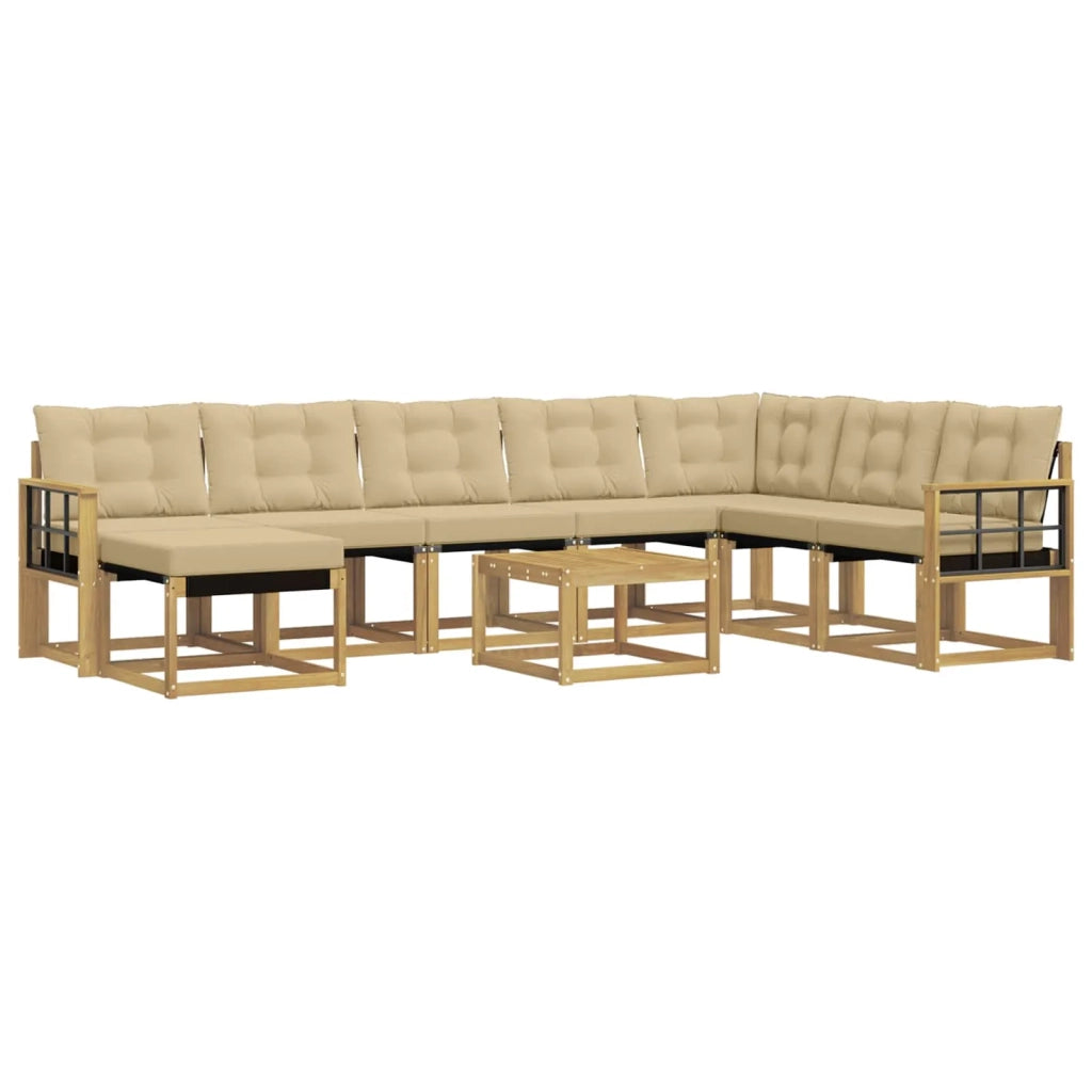 Set di divani da esterno con cuscino 9 pcs Bianco e Beige 3389795