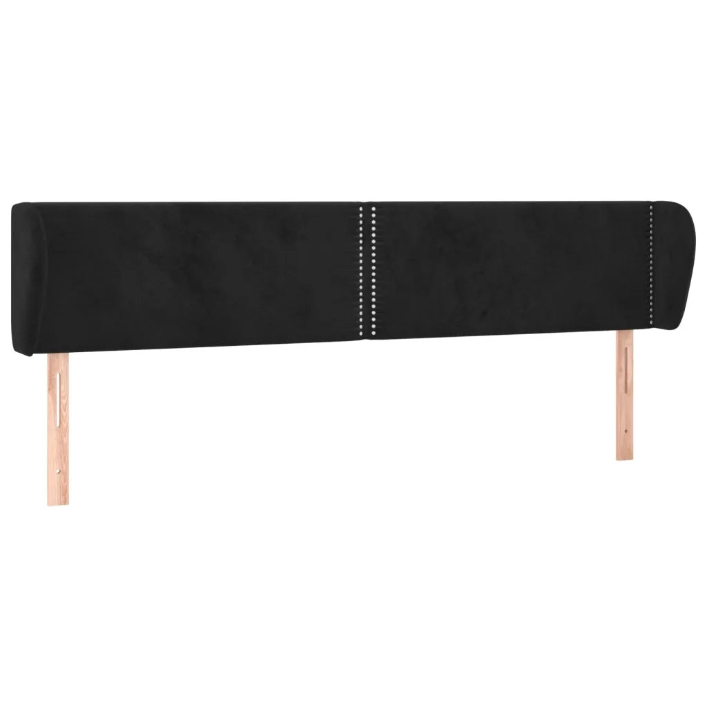 Testiera | Testata ad Orecchio Nera 203x23x78/88 cm in Velluto