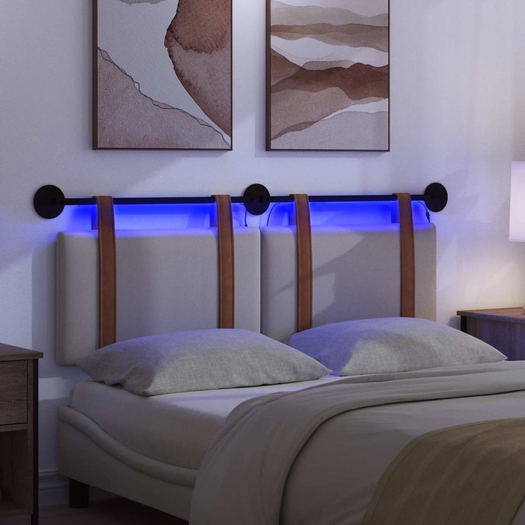 Testiera sospesa Con luce LED Grigio Nuvola PU Antico 3423953