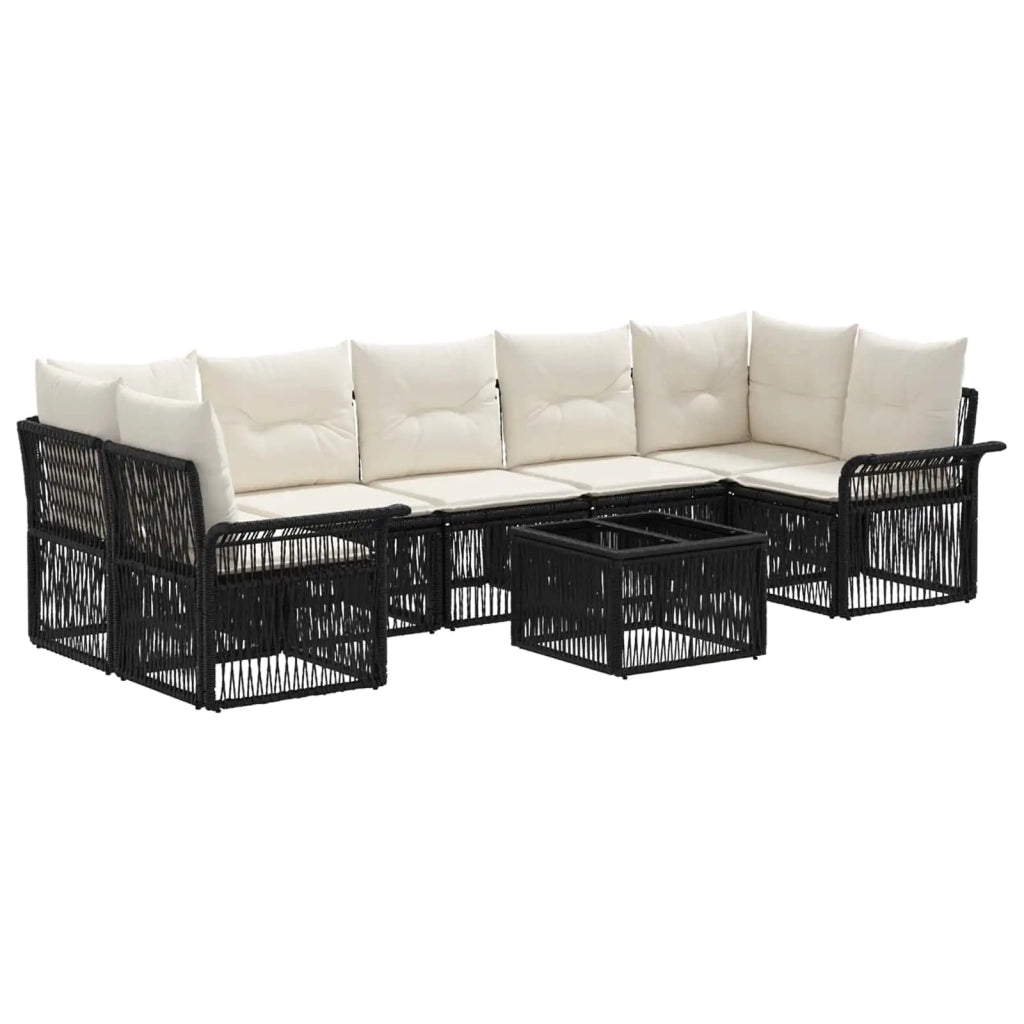 Set Divano da Giardino 8 pz Nero polyrattan 3434770