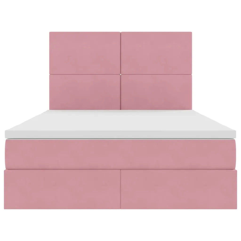 Letto con contenitore e materasso Rosa 140 x 190 cm Velluto 3371972