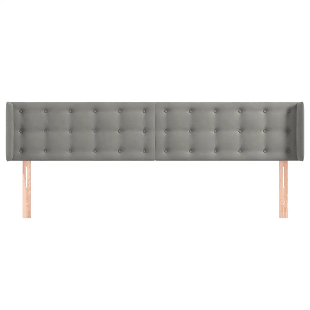 Testiera ad Orecchio-Testata con Orecchie Grigio Chiaro 183x16x78/88 cm in Velluto 953209