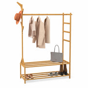 IDMarket - Perchero de bambú RITA con perchas y estantes 100 cm