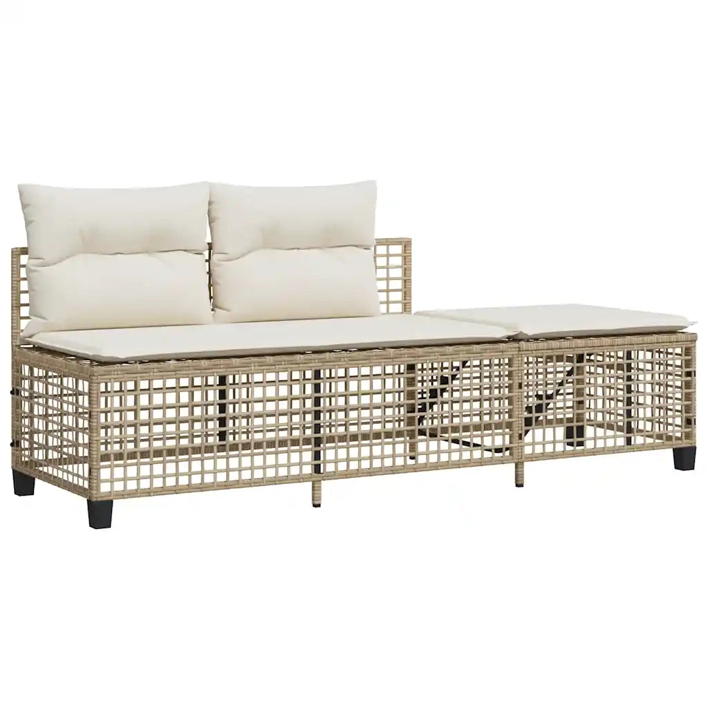 Set Divano ad Angolo 3 pz | Set Salotto da Giardino con Cuscini Beige in Polyrattan