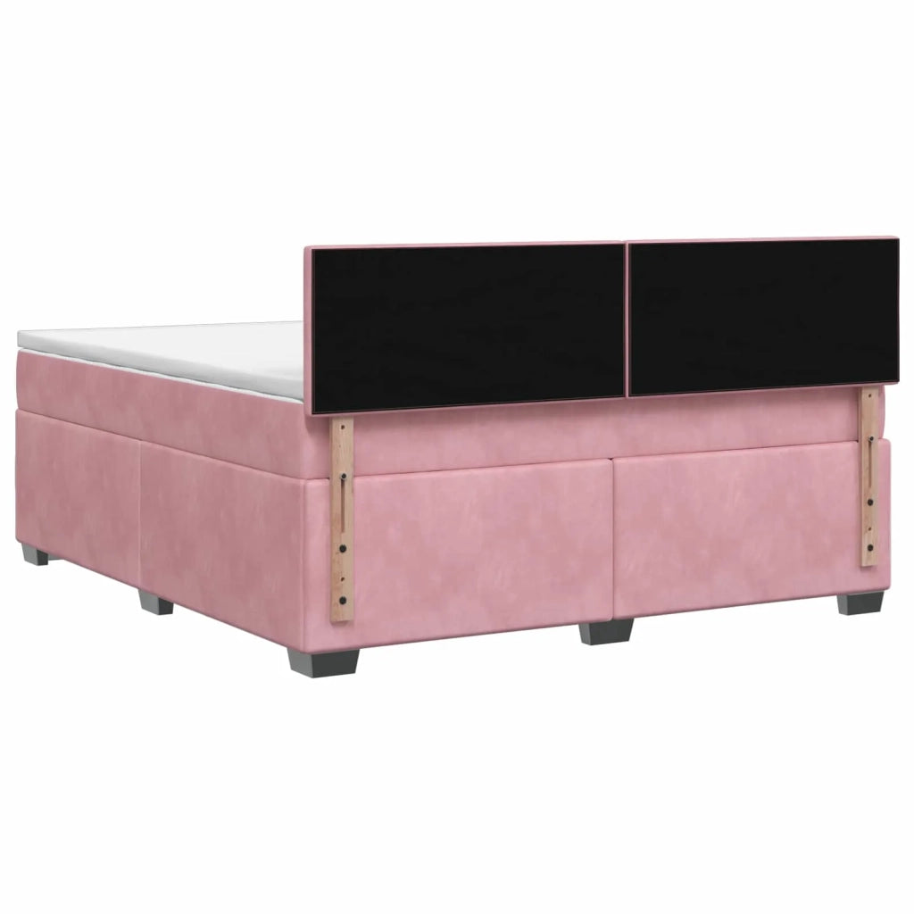 Letto con Box Spring, Materasso e LED Rosa 160 x 200 cm Velluto 3452215