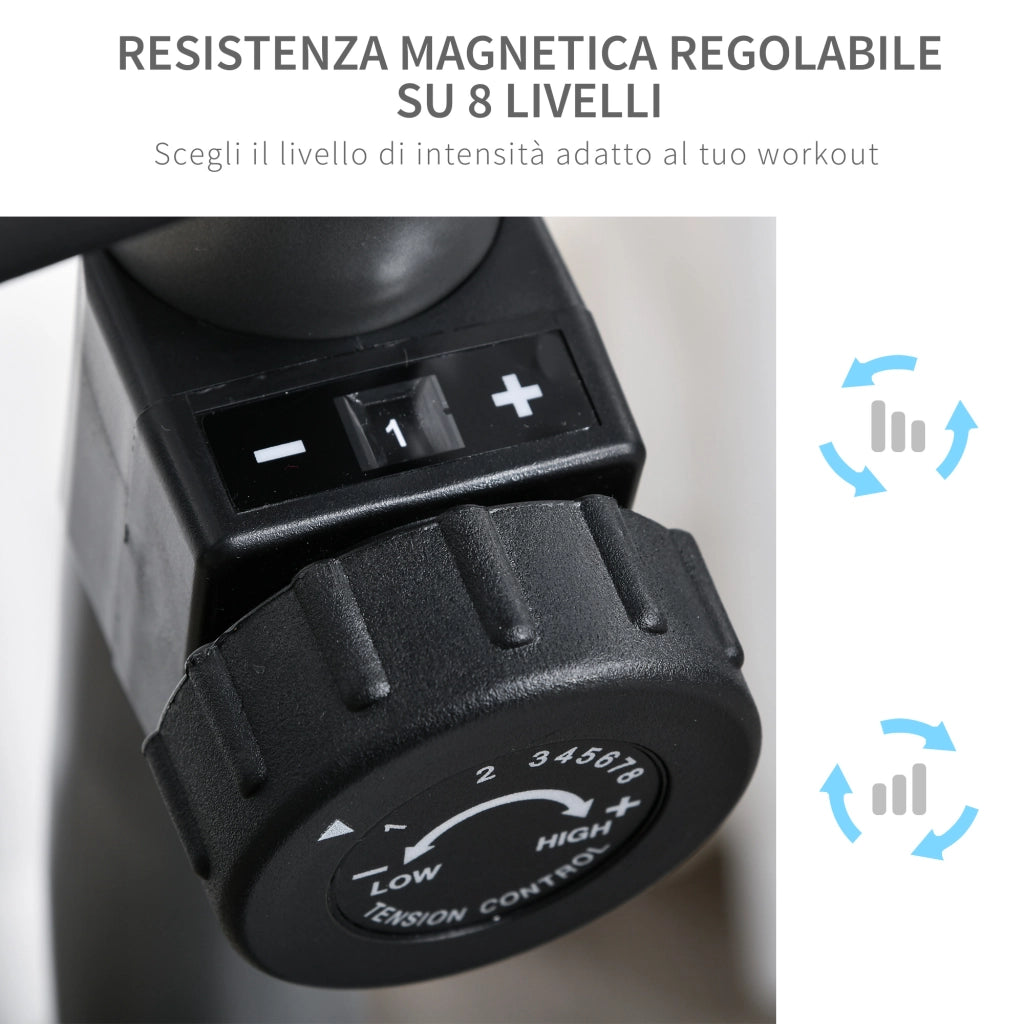 EasyComfort Cyclette Orizzontale con Seduta Regolabile, 8 Resistenze e Monitor LCD, 121.5-136x62.5x98cm, Grigio