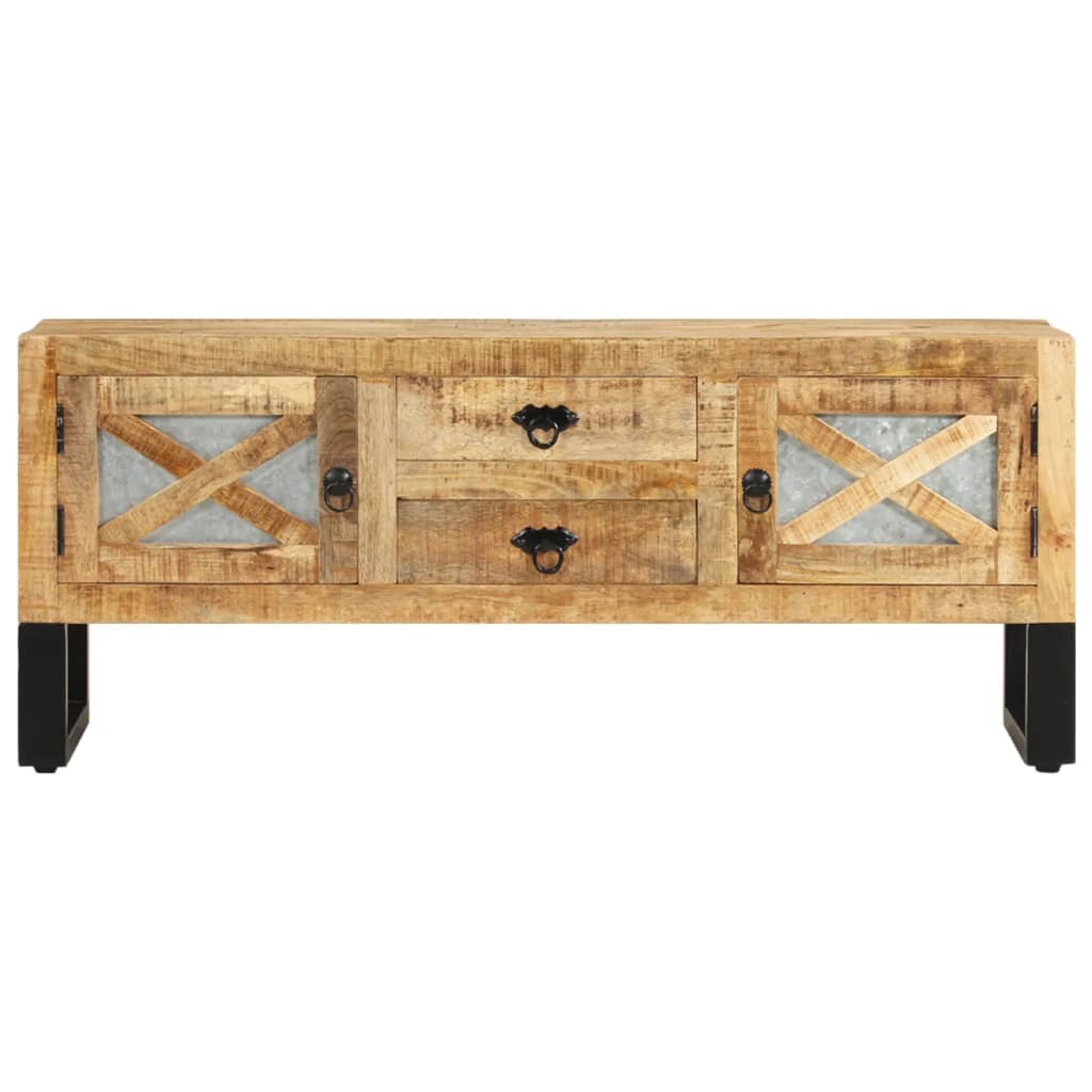 Mobile Porta TV-Mobile per TV-Credenza TV 110x30x45 cm in Legno Massello di Mango Grezzo