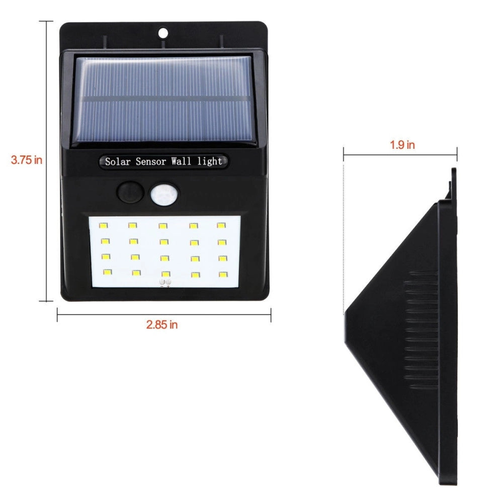 Trade Shop - Faro 20 Led Con Pannello Solare Ricaricabile E Sensore Di Movimento Per Esterno -