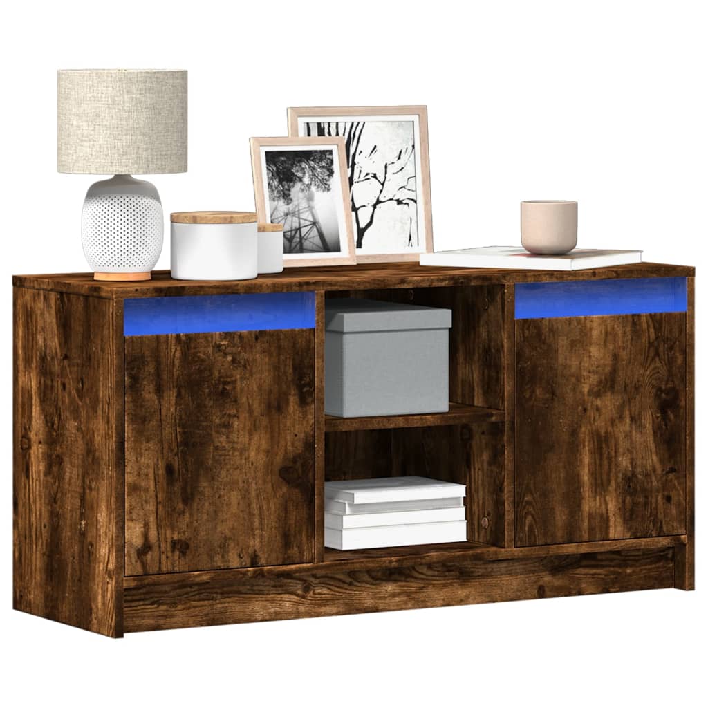 Mobile Porta TV con LED-Mobile per TV-Credenza TV Rovere Fumo 100x34x50 cm in Truciolato 683364