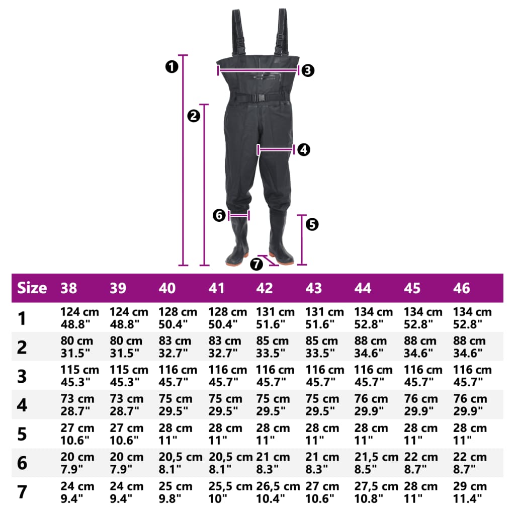 Wader con Stivali e Cintura Nero Taglia 44