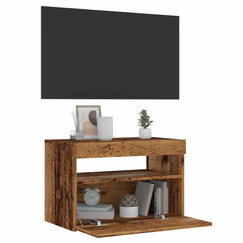 Mobile Porta TV con LED-Mobile per TV-Credenza TV Legno Antico 60x35x40 cm Multistrato