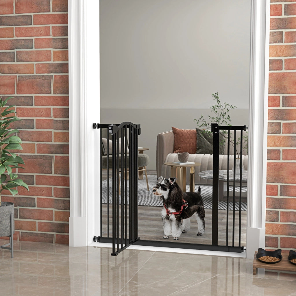 Barriera per Cani Regolabile 74-100 cm con 2 Estensioni ¨C Minimal ¨C Nero