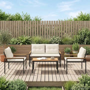 Set Mobili da Esterno 4 pcs Bianco Crema polyrattan 42025357