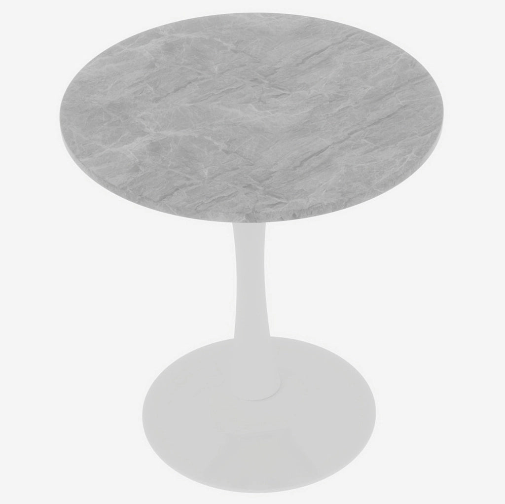 Tavolino rotondo moderno 77;5 cm in marmo artificiale grigio e bianco
