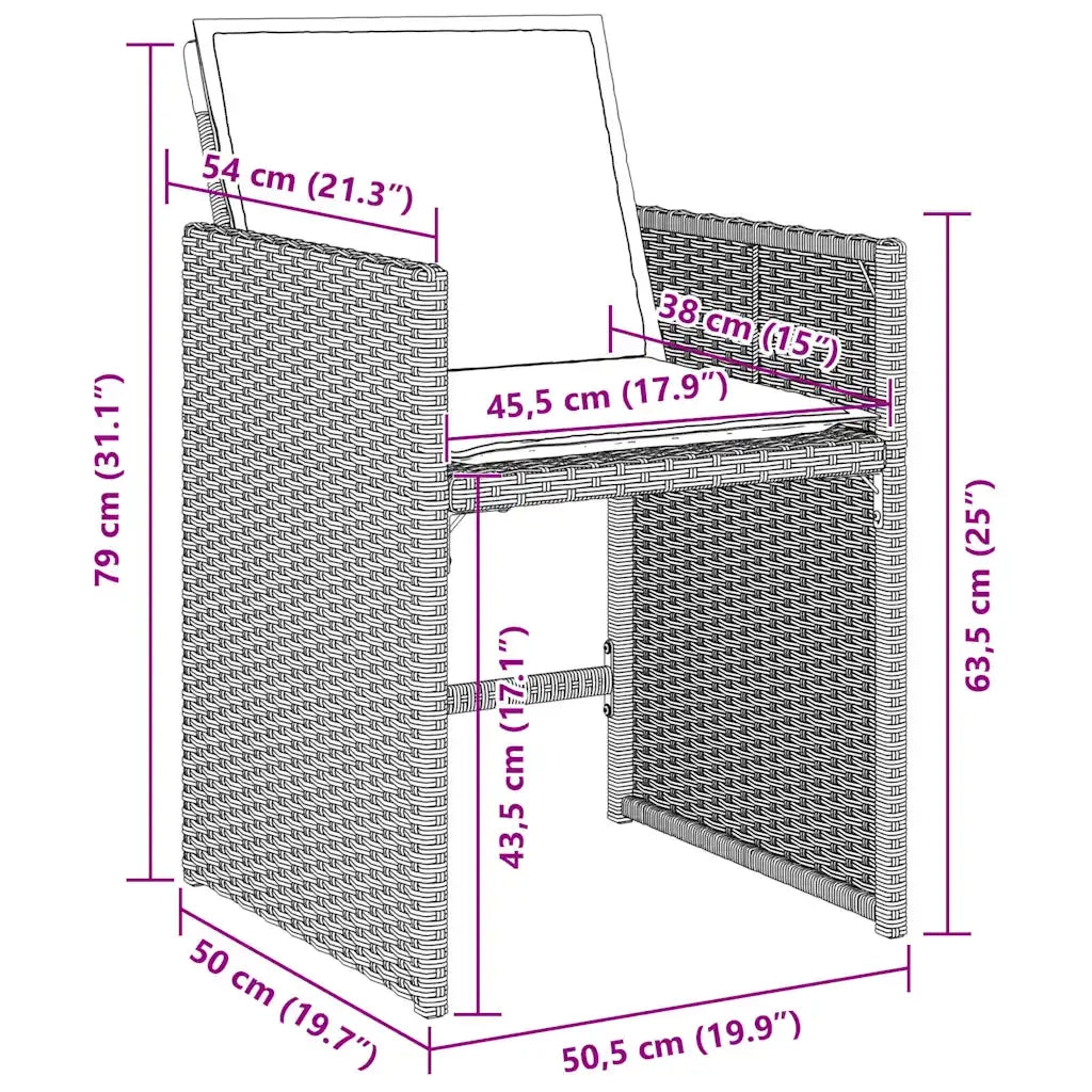 Set da Pranzo per Giardino 5 pcs Grigio chiaro polyrattan 3380705