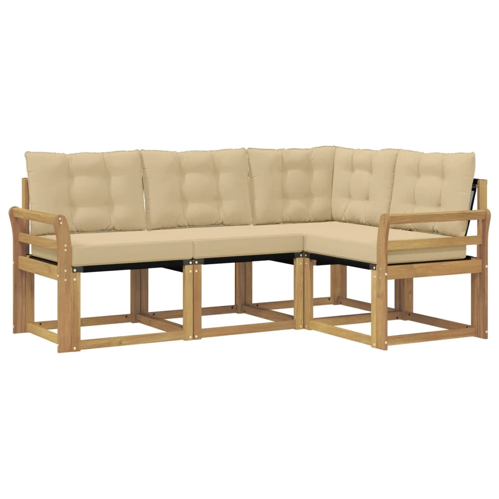 Set di divani da esterno con cuscino 4 pcs Bianco e Beige 3389431